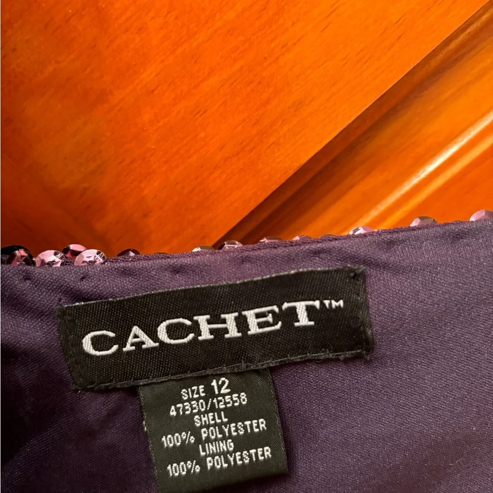 Cachet Mini fitted stretchy purple Sequin cocktail dress - Picture 3 of 4